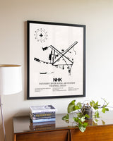 Patuxent River Naval Air Station (Trapnell Field) aviation wall décor in black wood frame