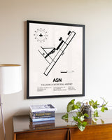 Talladega Municipal Airport aviation wall décor in black wood frame
