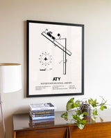 Watertown Regional Airport aviation wall décor in black wood frame
