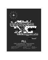 Gray Framed Fort Lauderdale / Hollywood International Airport layout wall art poster