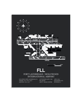 Gray Framed Fort Lauderdale / Hollywood International Airport layout wall art poster