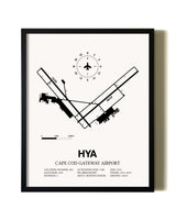 Framed Cape Cod Gateway Airport wall art poster in black frame