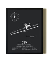 Unframed Crossville Memorial Airport-Whitson Field map print poster