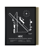 Unframed Hammond Northshore Regional Airport map print poster