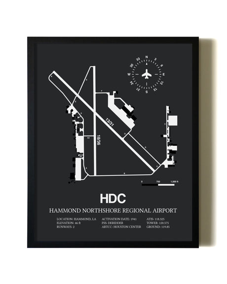 Unframed Hammond Northshore Regional Airport map print poster