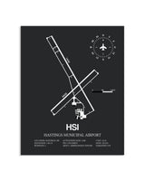Gray Framed Hastings Municipal Airport layout wall art poster