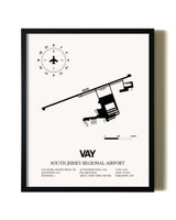 Framed South Jersey Regional Airport wall art poster in black frame
