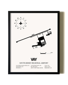 Framed South Jersey Regional Airport wall art poster in black frame