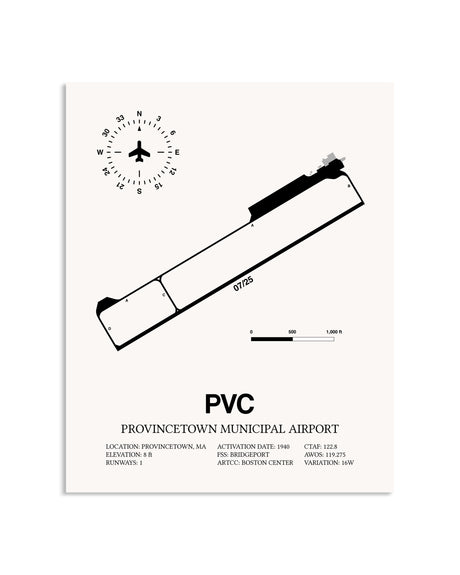 Gray Provincetown Municipal Airport framed poster displayed in an airplane hangar