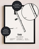 Framed York Airport layout wall art poster