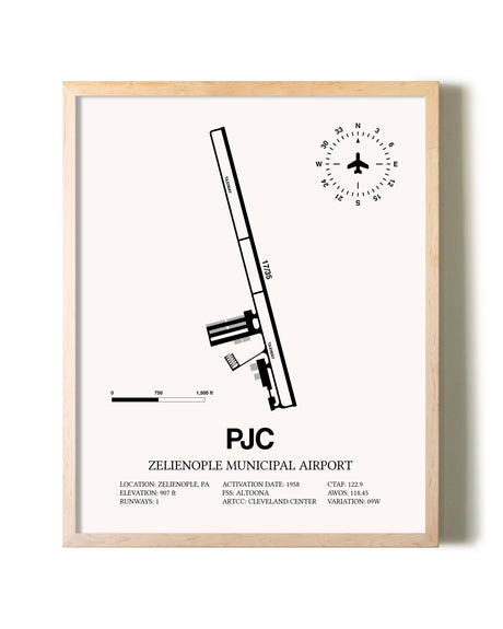 Zelienople Municipal Airport framed wall art in white frame