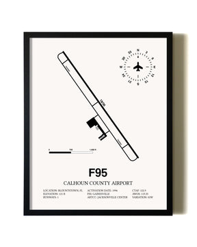 Framed Calhoun County Airport wall art poster in black frame