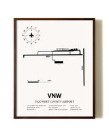 Van Wert County Airport aviation print in walnut frame