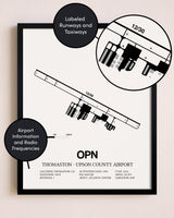 Framed Thomaston-Upson County Airport layout wall art poster