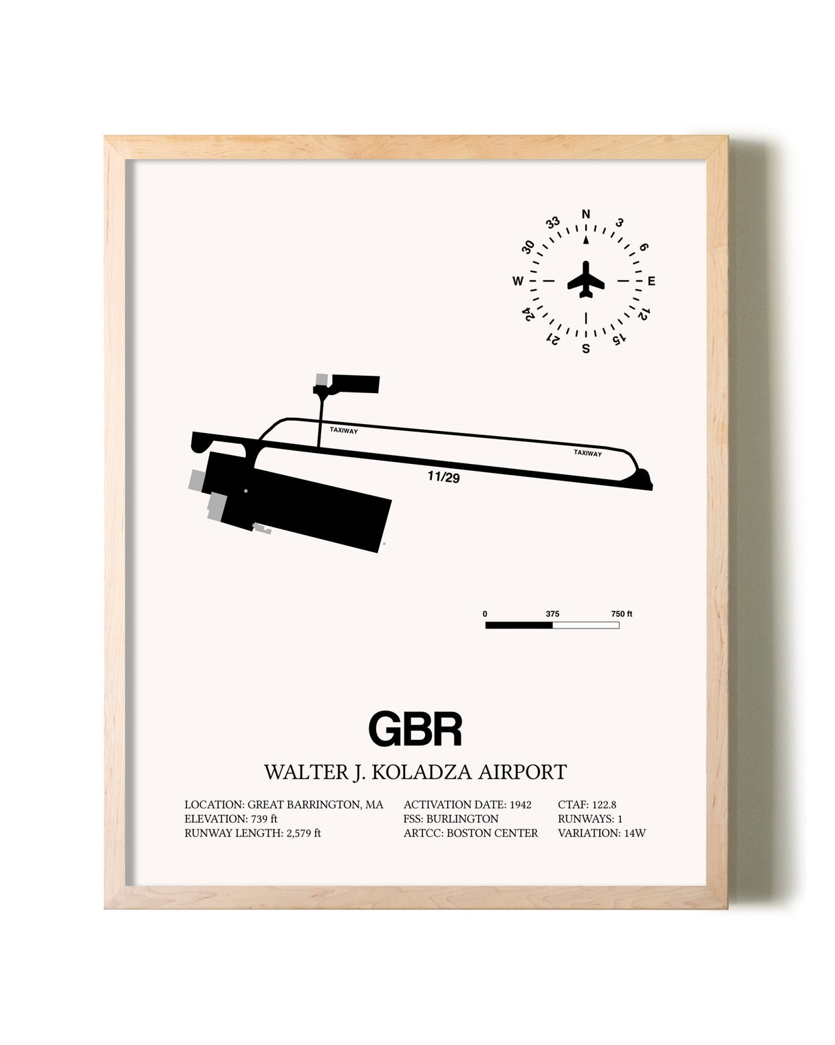 Walter J. Koladza Airport framed wall art in white frame