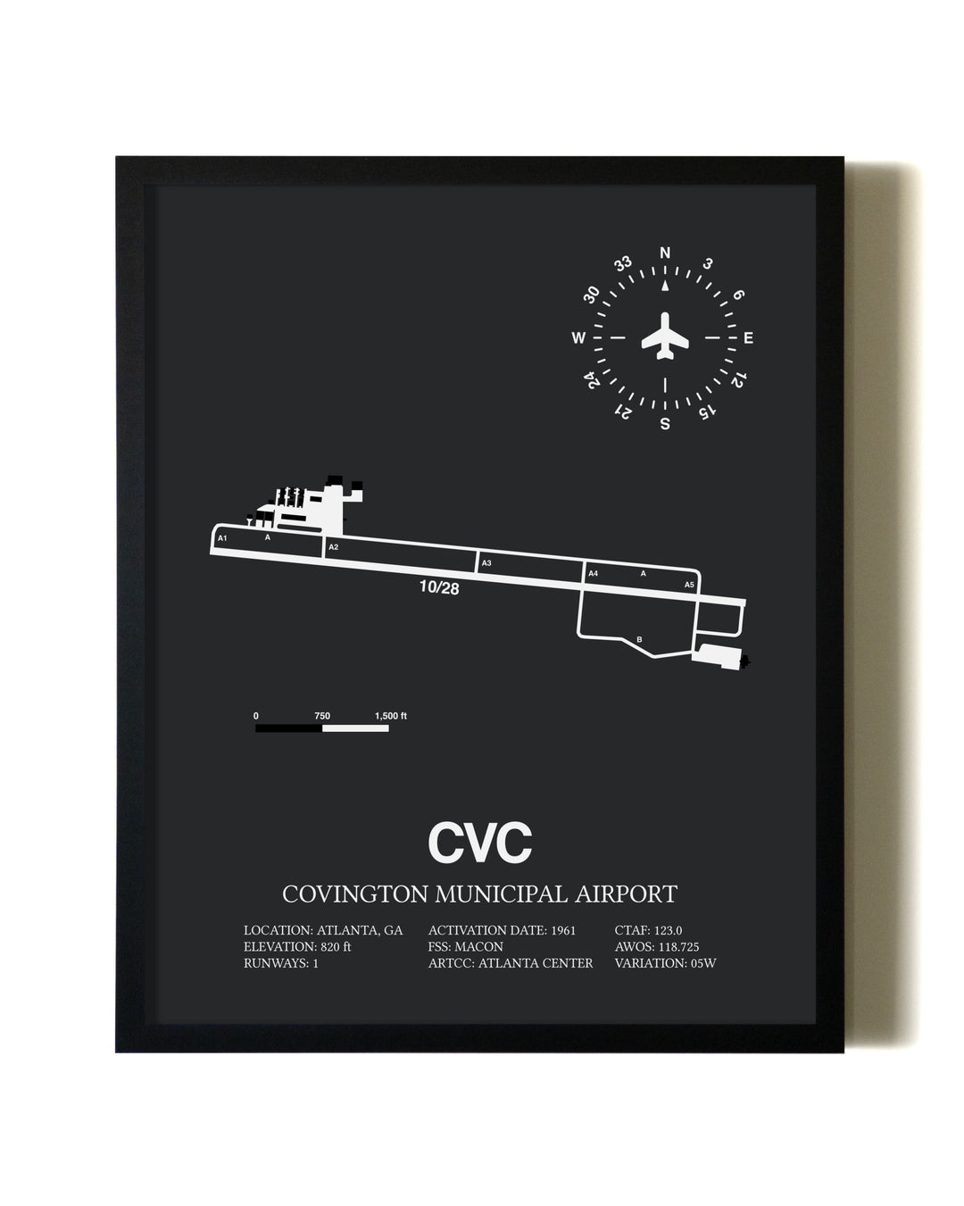 Unframed Covington Municipal Airport map print poster
