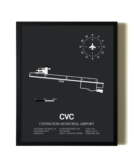 Unframed Covington Municipal Airport map print poster