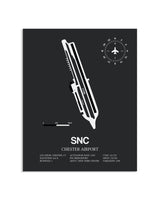 Gray Framed Chester Airport layout wall art poster