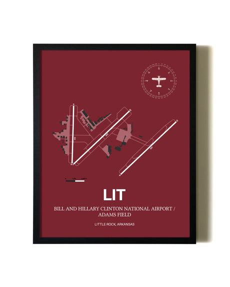 Red Framed Bill and Hillary Clinton National Airport/Adams Field wall art poster in black frame