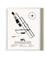 Fallon Naval Air Station (Van Voorhis Field) Airport airport map poster in oak frame