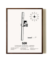 Lockhart Municipal Airport aviation print in walnut frame