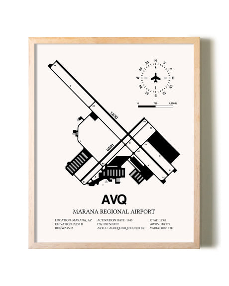 Marana Regional Airport framed wall art in white frame