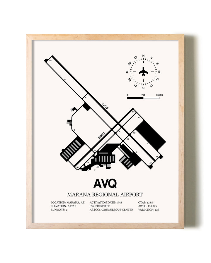Marana Regional Airport framed wall art in white frame