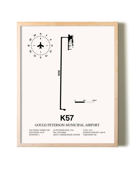 Gould Peterson Municipal Airport framed wall art in white frame