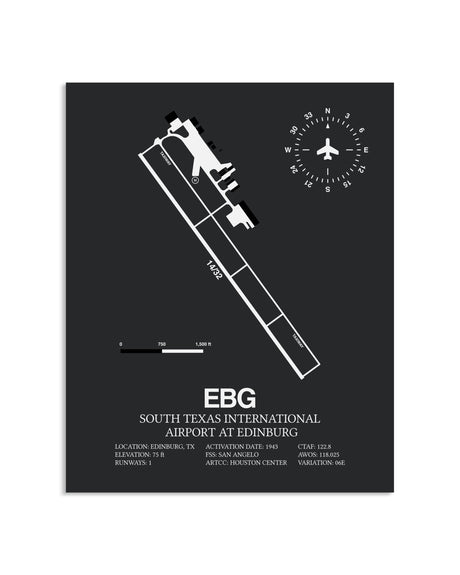 Gray Framed South Texas International Airport At Edinburg layout wall art poster