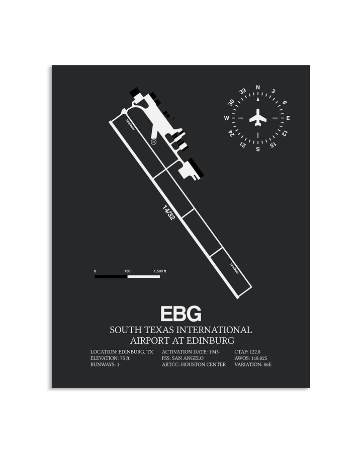 Gray Framed South Texas International Airport At Edinburg layout wall art poster