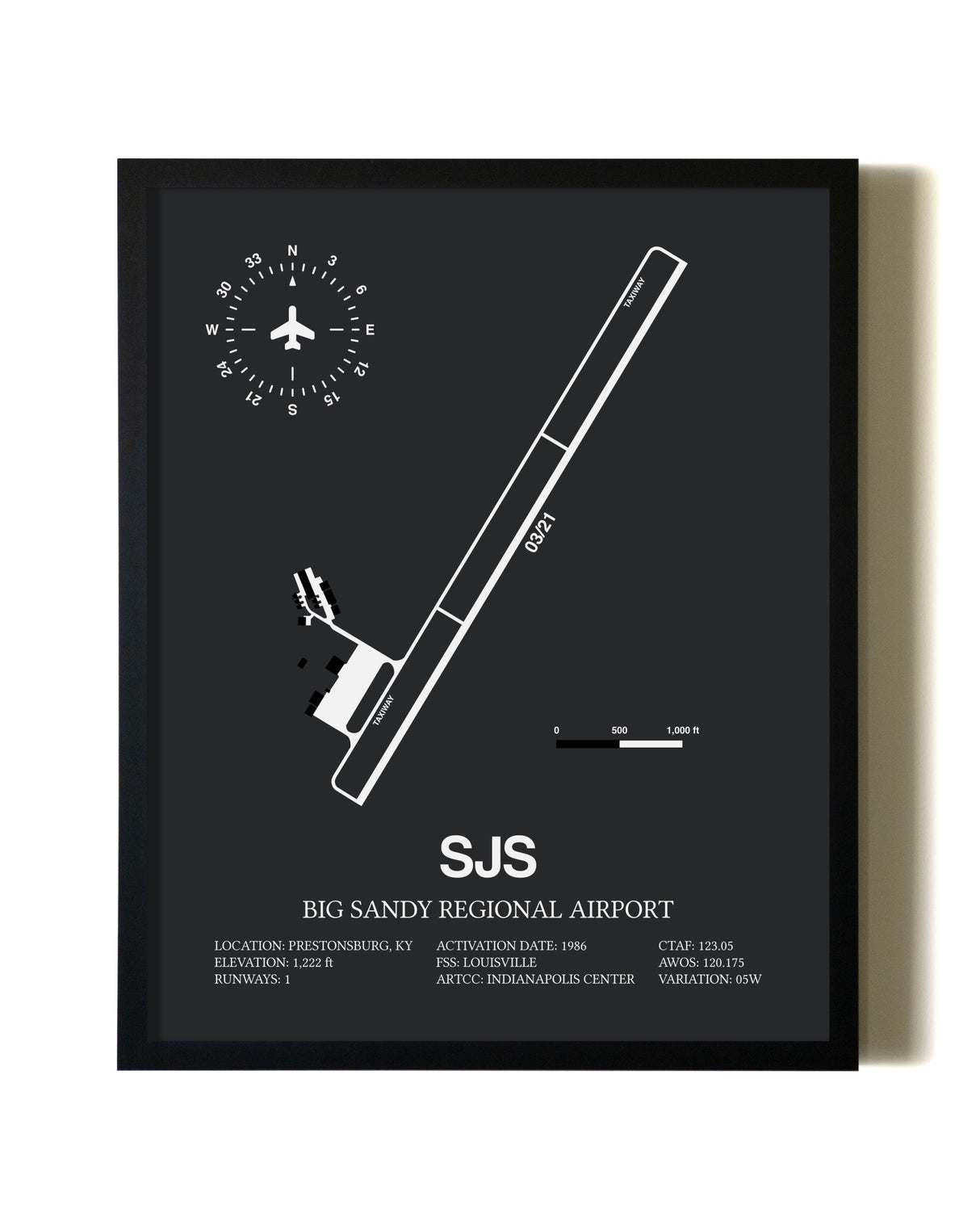 Unframed Big Sandy Regional Airport map print poster