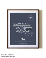 Fort Lauderdale/Hollywood International Airport aviation print in walnut frame with mat
