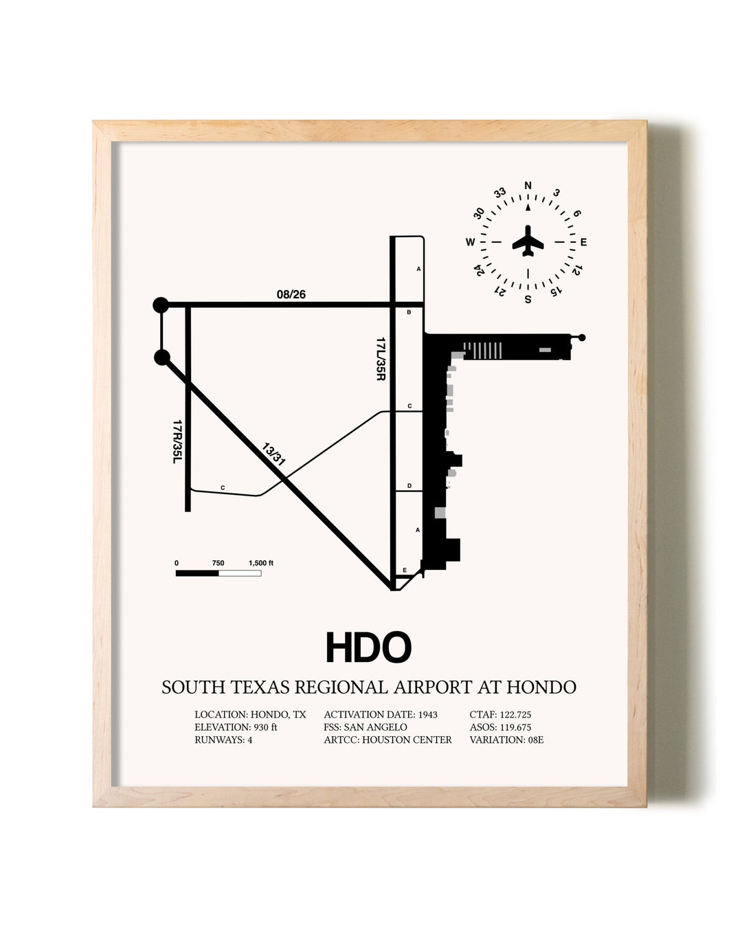 South Texas Regional Airport At Hondo framed wall art in white frame