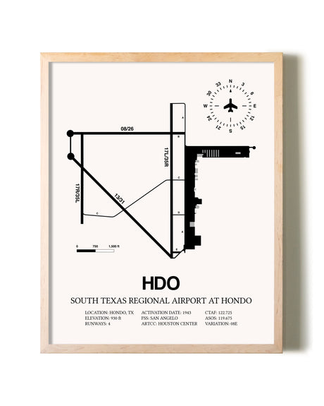 South Texas Regional Airport At Hondo framed wall art in white frame