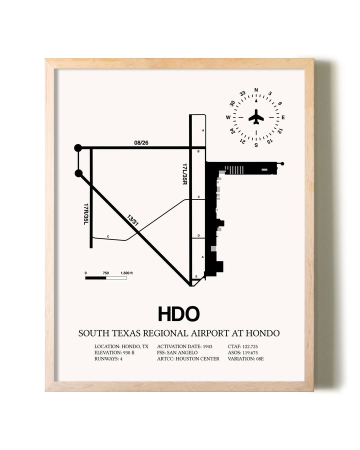 South Texas Regional Airport At Hondo framed wall art in white frame