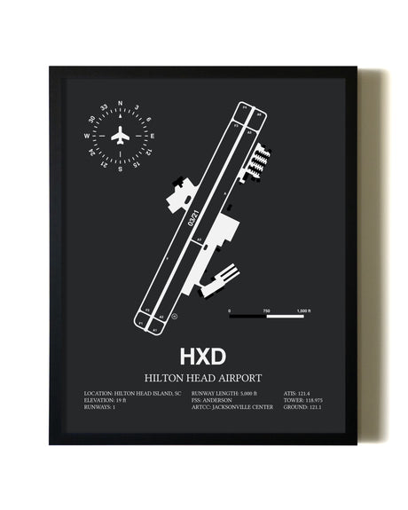 Unframed Hilton Head Airport map print poster