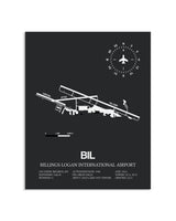 Gray Framed Billings Logan International Airport layout wall art poster
