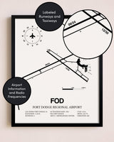 Framed Fort Dodge Regional Airport layout wall art poster