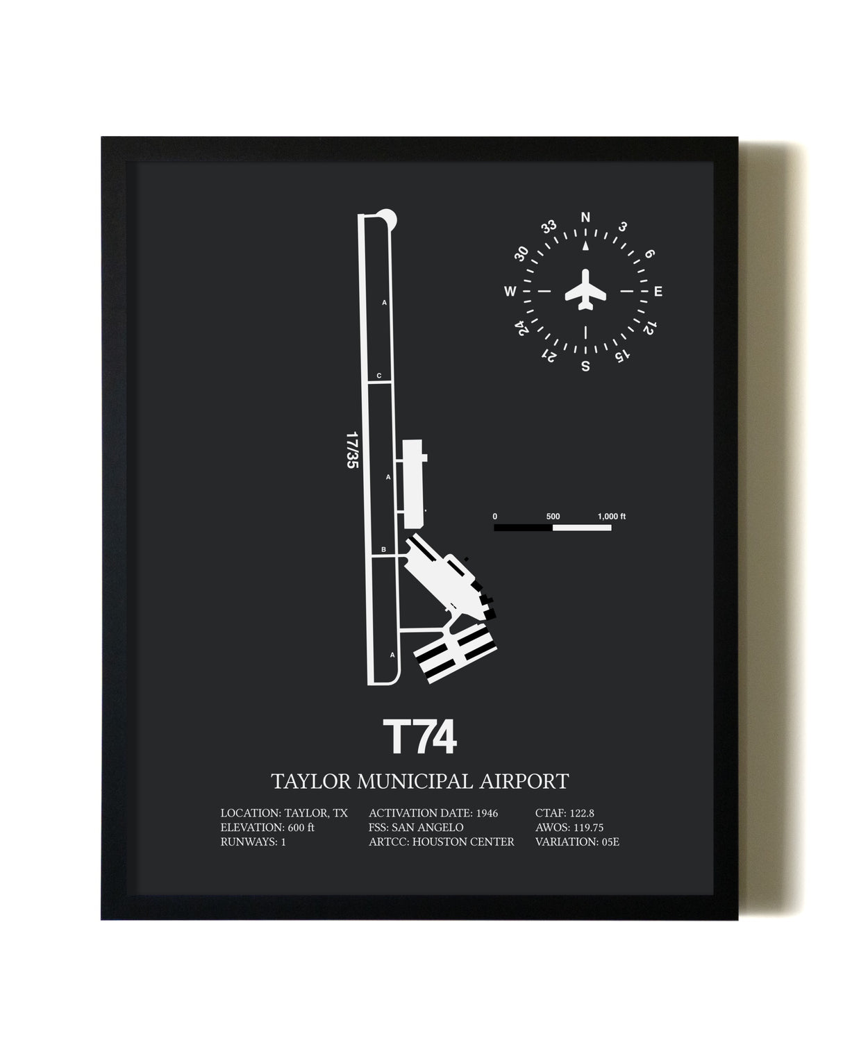 Unframed Taylor Municipal Airport map print poster