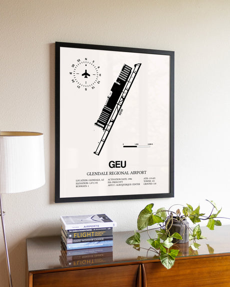 Glendale Regional Airport aviation wall décor in black wood frame