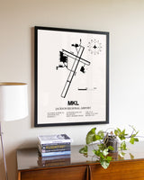 Jackson Regional Airport aviation wall décor in black wood frame