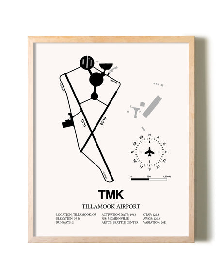 Tillamook Airport framed wall art in white frame