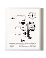 Savannah / Hilton Head International Airport airport map poster in oak frame