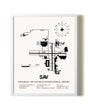 Savannah / Hilton Head International Airport airport map poster in oak frame