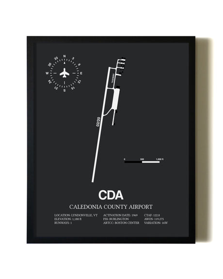 Unframed Caledonia County Airport map print poster