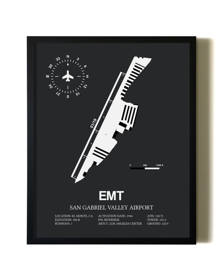 Unframed San Gabriel Valley Airport map print poster