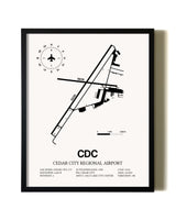 Framed Cedar City Regional Airport wall art poster in black frame