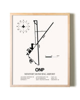Newport Municipal Airport framed wall art in white frame