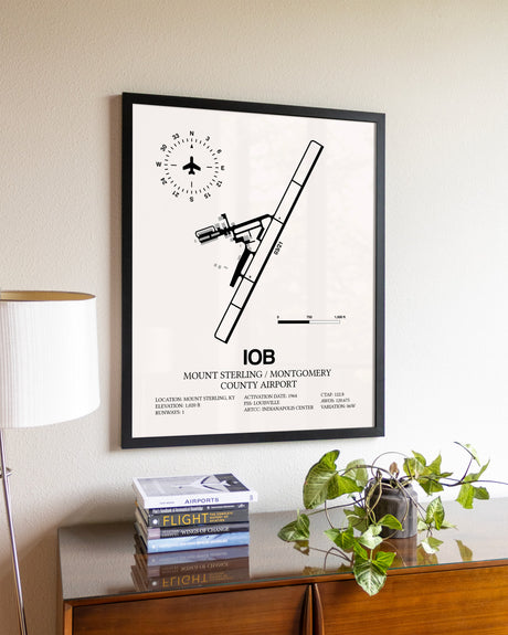 Mount Sterling / Montgomery County Airport aviation wall décor in black wood frame