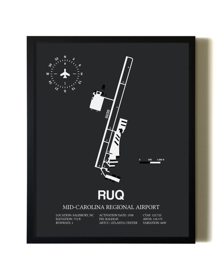 Unframed Mid-Carolina Regional Airport map print poster